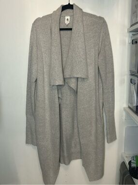LAWLESS Light Gray Open-Front Draped Cardigan
